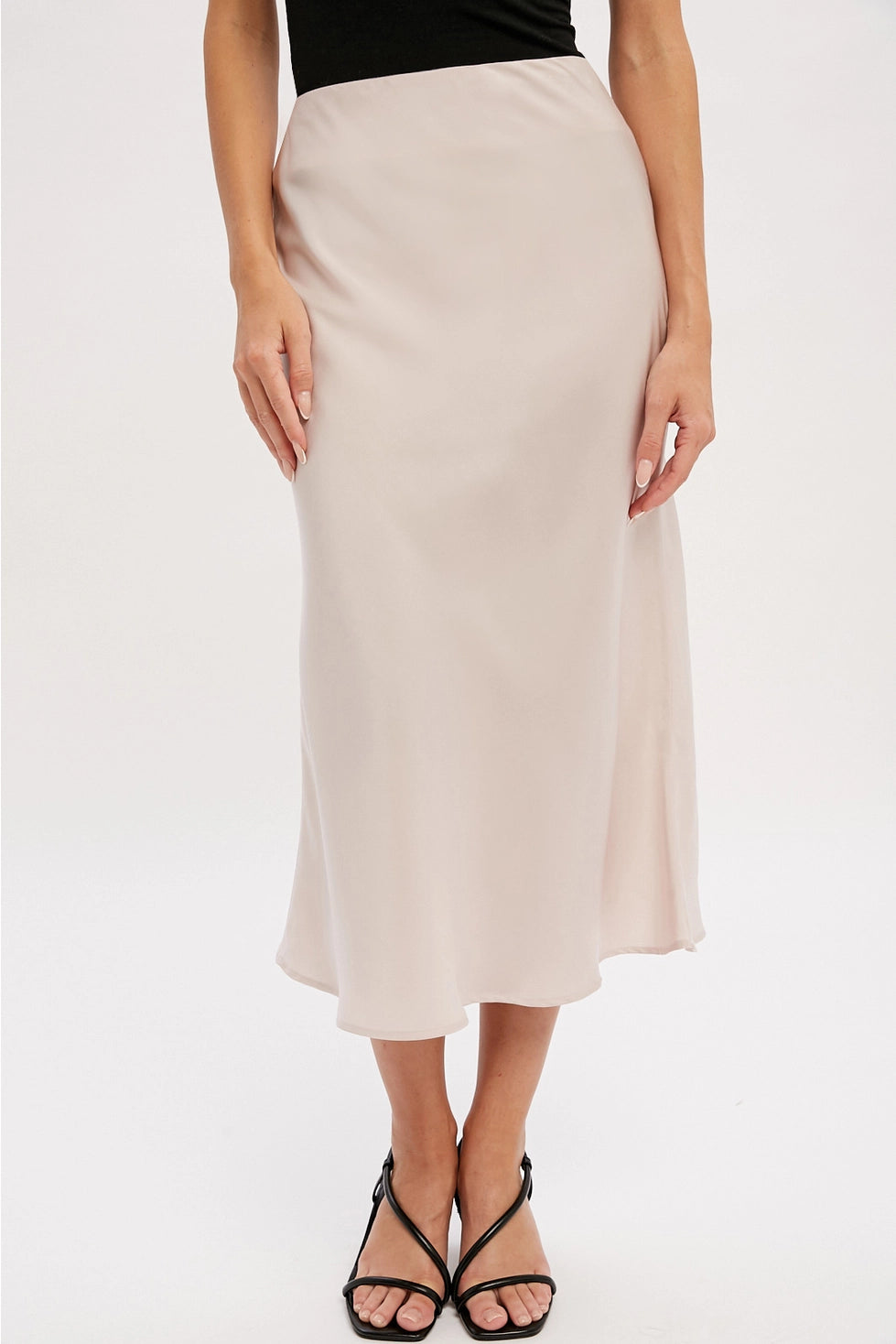 Pearl Satin Midi Skirt