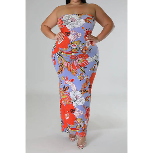 Floral Backless Curvy Fit Maxi Dress