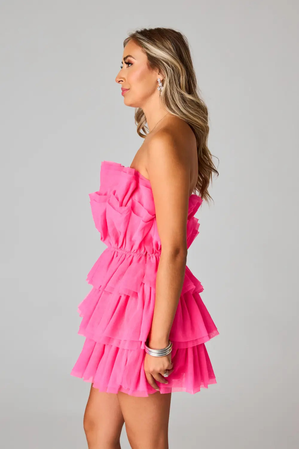 Powder Puff Pink Lipgloss Tulle Mini Dress
