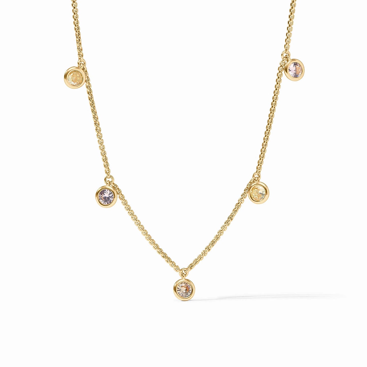 Julie Vos Rainbow Delicate Charm Necklace Champagne Radiance