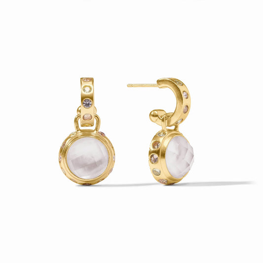 Julie Vos Rainbow Hoop & Charm Earring Iridescent Clear Crystal