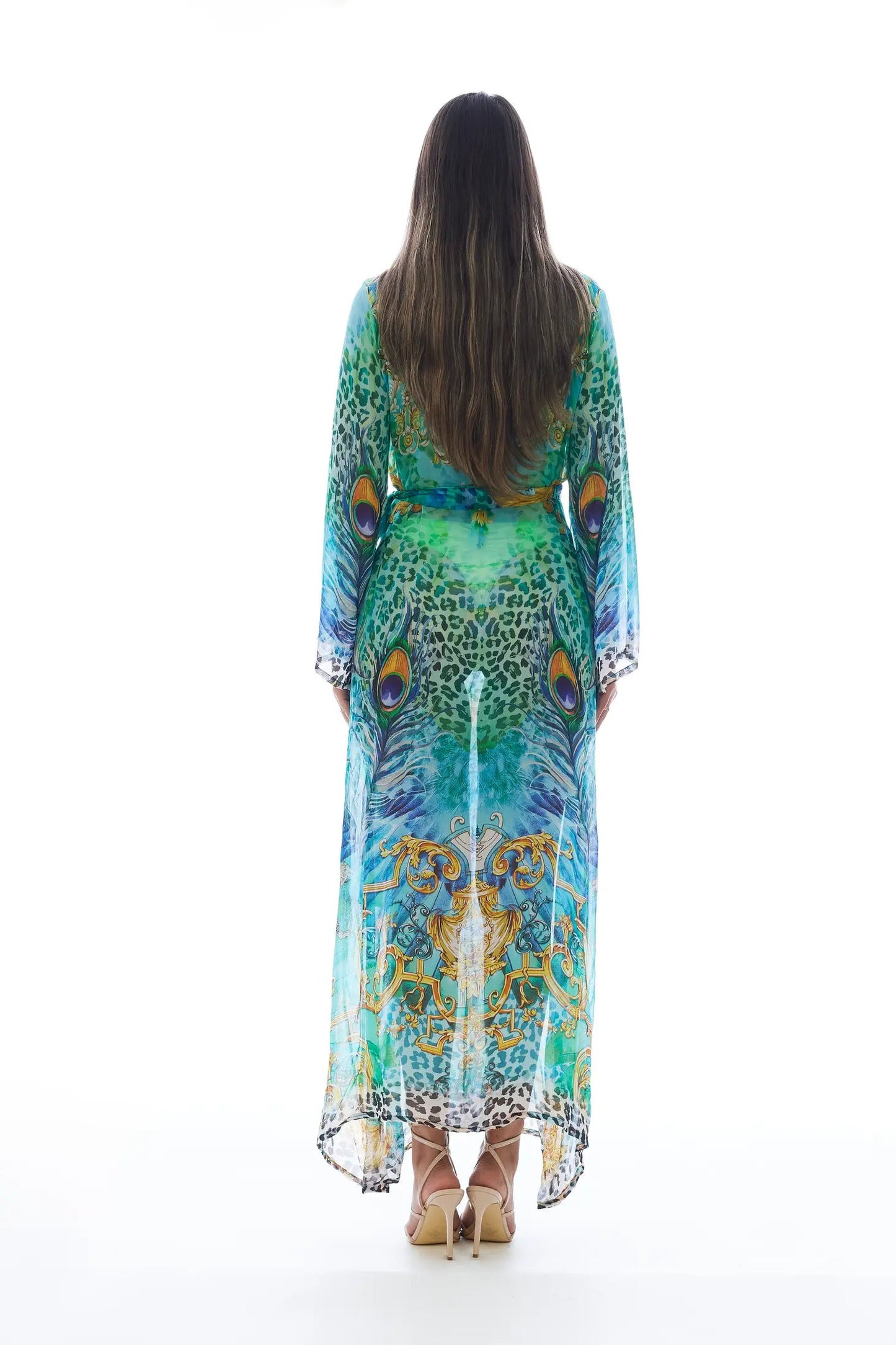 Royal Peacock Silk Kimono