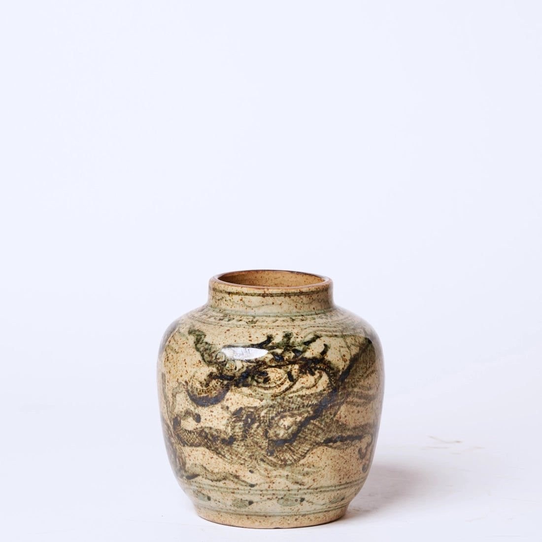 Rustic Porcelain Dragon Small Round Vase