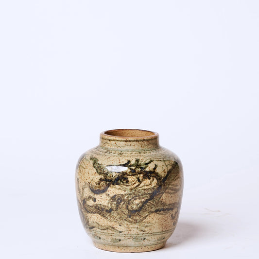 Rustic Porcelain Dragon Small Round Vase