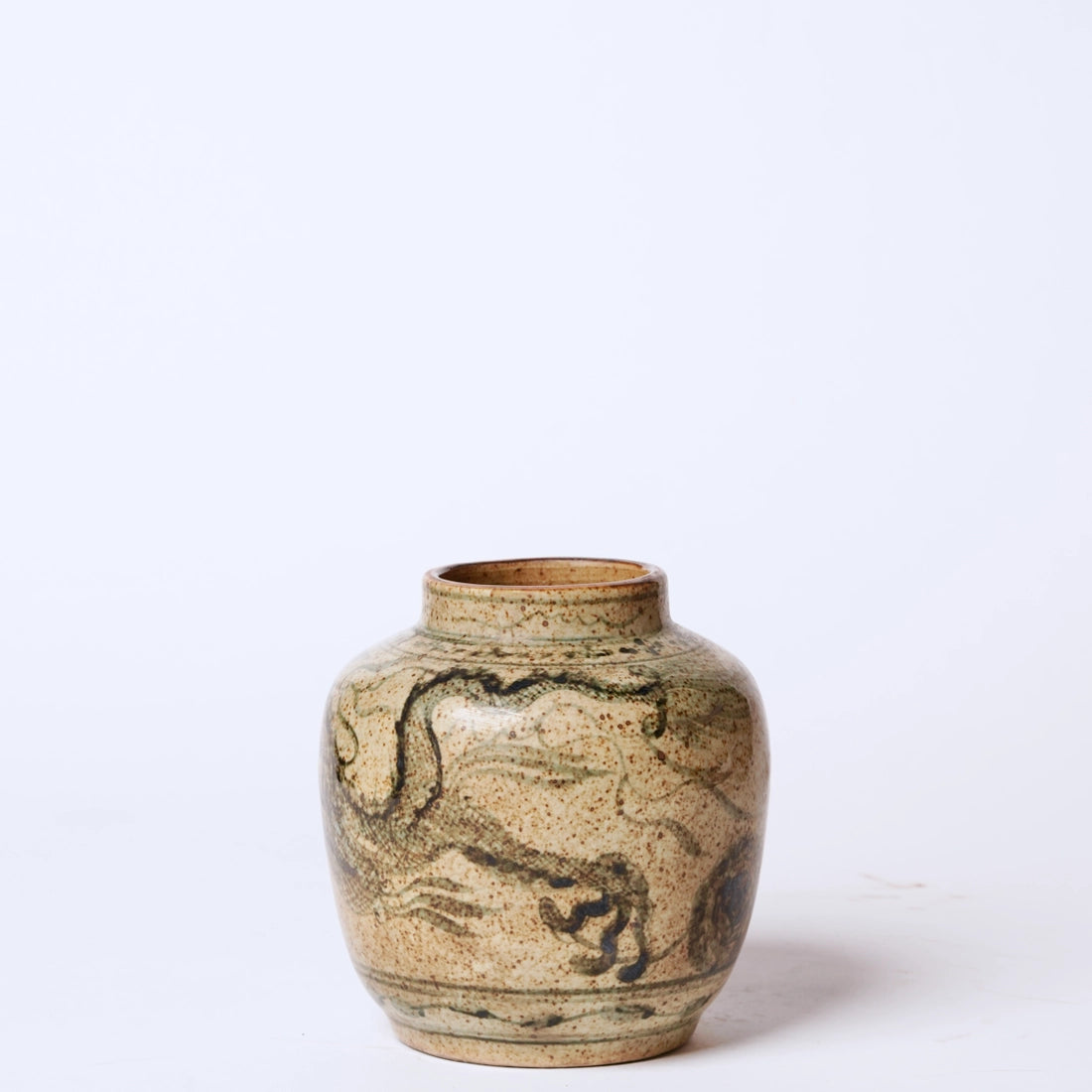 Rustic Porcelain Dragon Small Round Vase