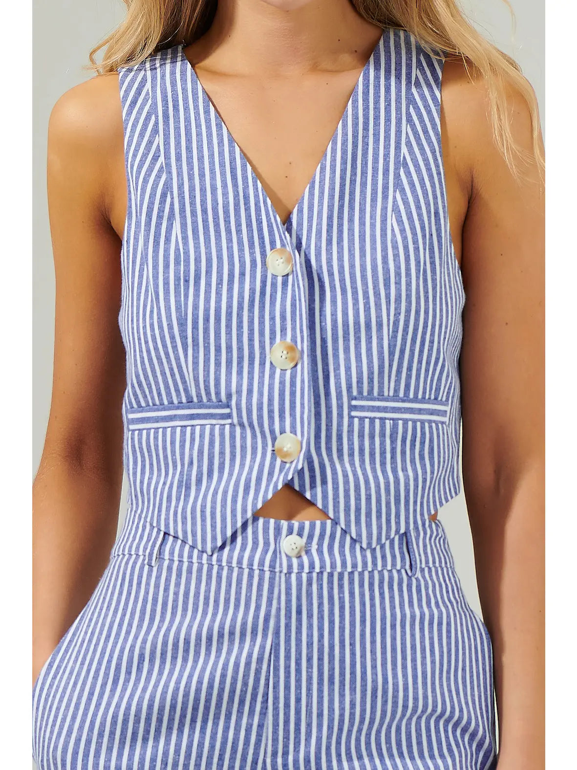 Striped Chelsea Button Up Vest