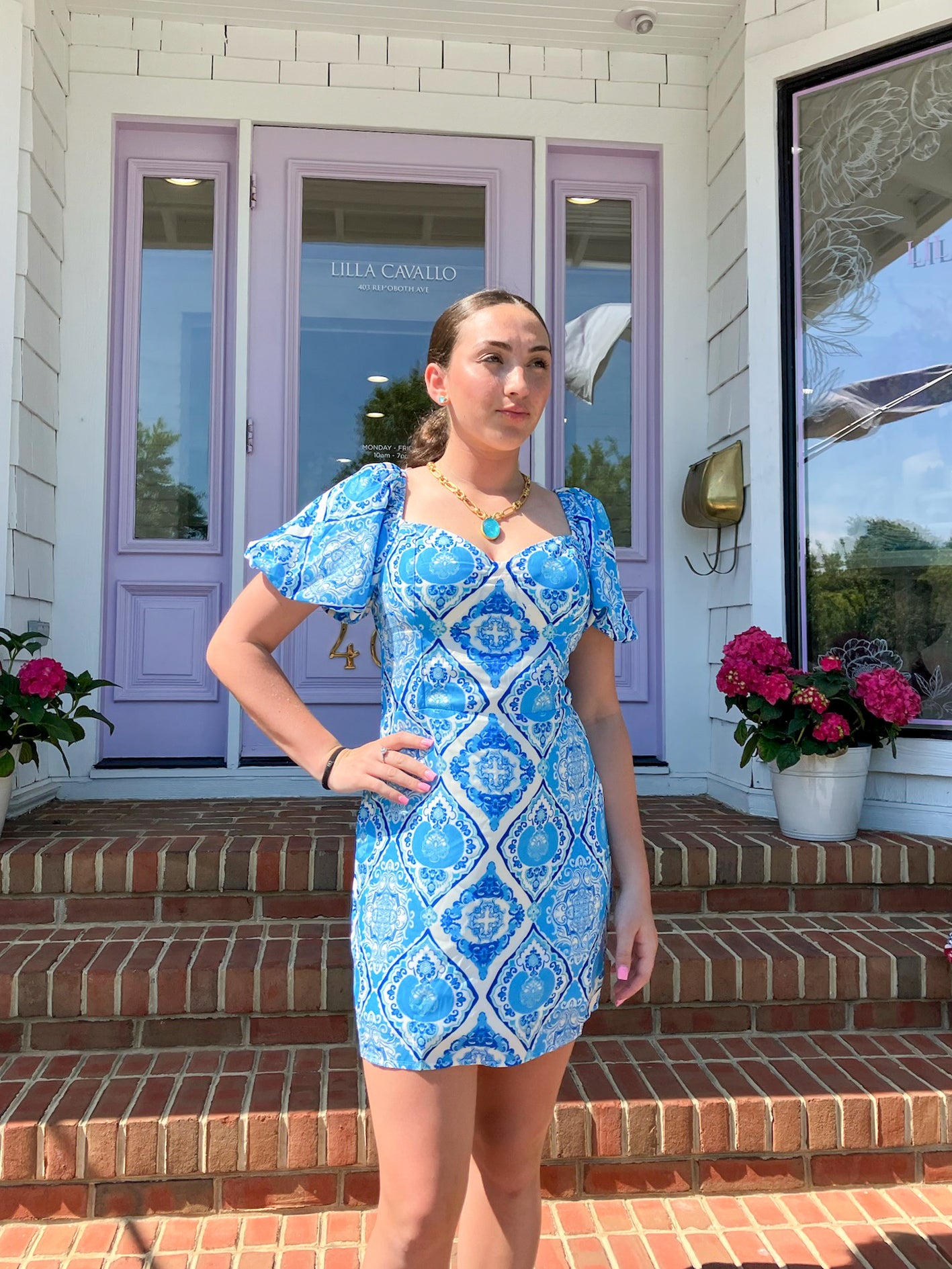 Santorini Blue and White Mini Dress