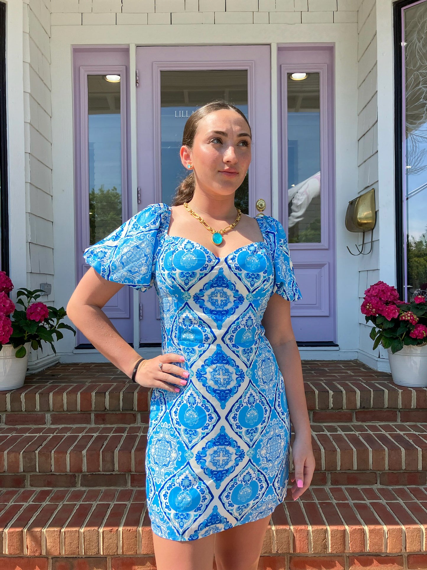 Santorini Blue and White Mini Dress