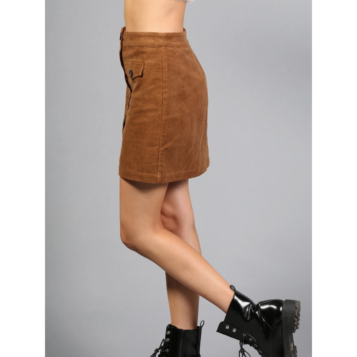 Camel Corduroy Mini Skirt