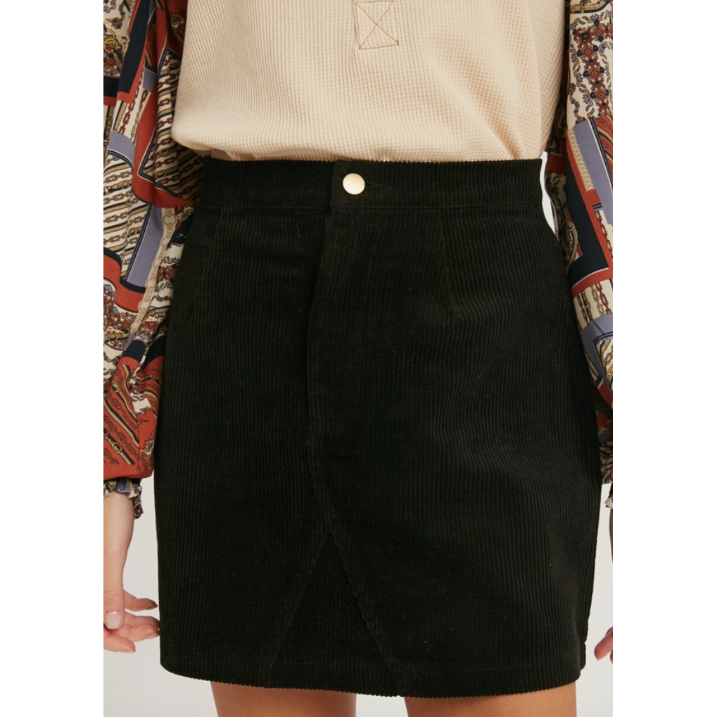 Black Corduroy Mini Skirt