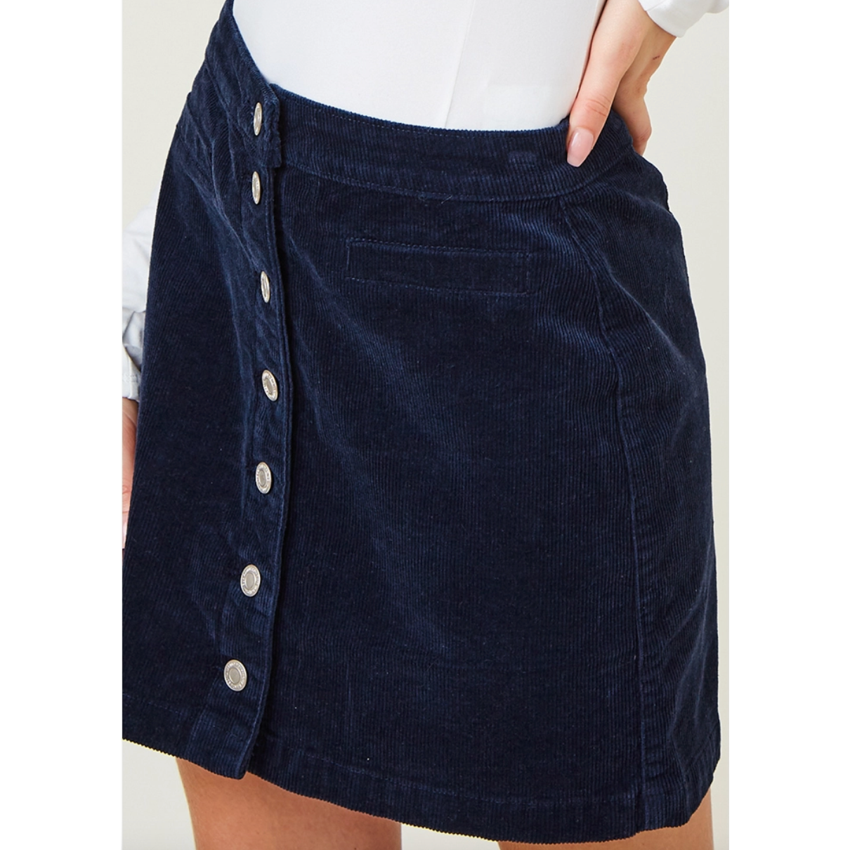 Navy Corduroy Mini Skirt
