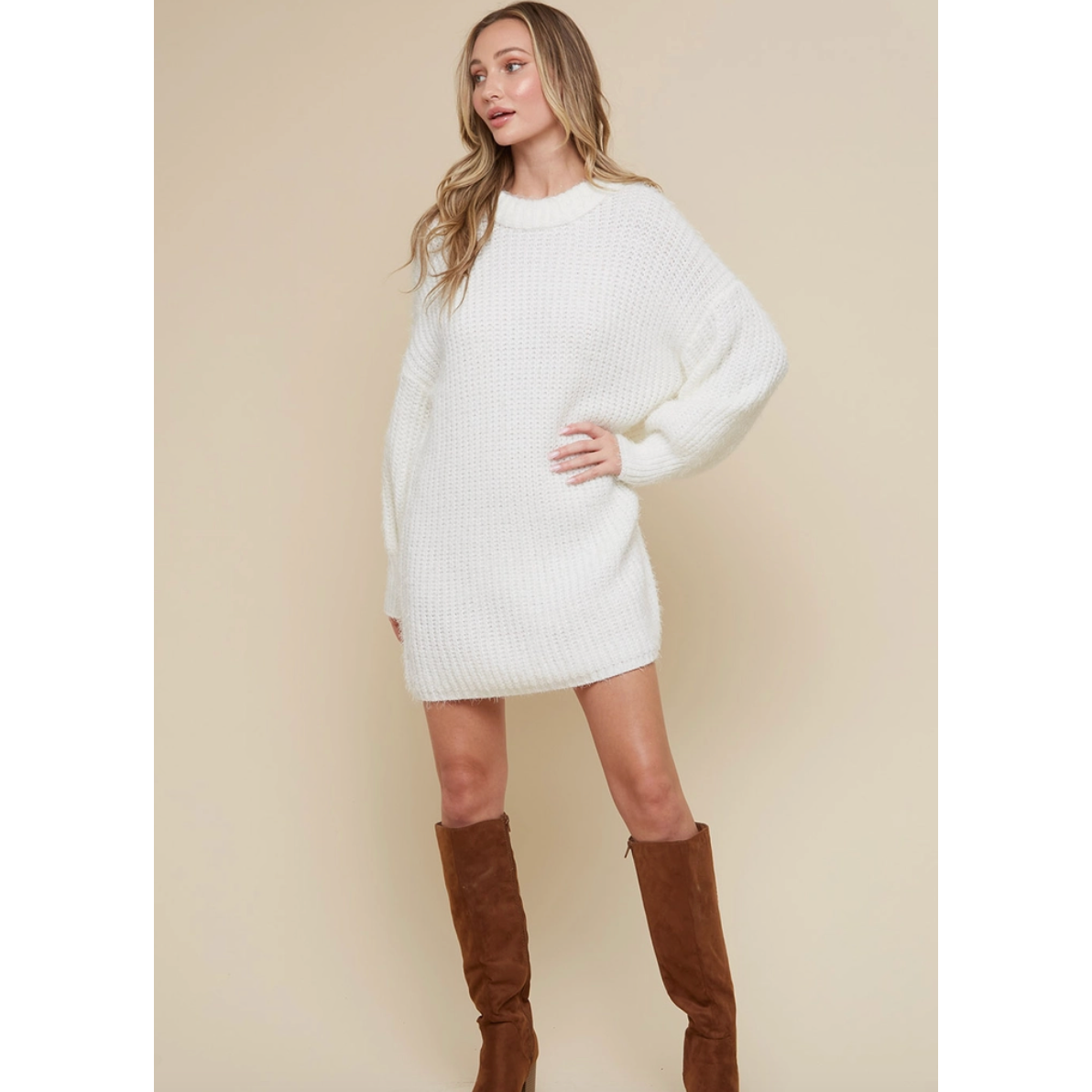 White Knit Sweater Dress