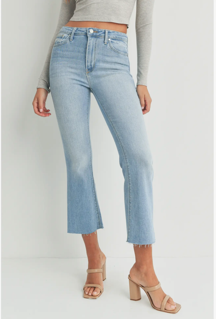 High Rise Tonal Cropped Flare Jeans