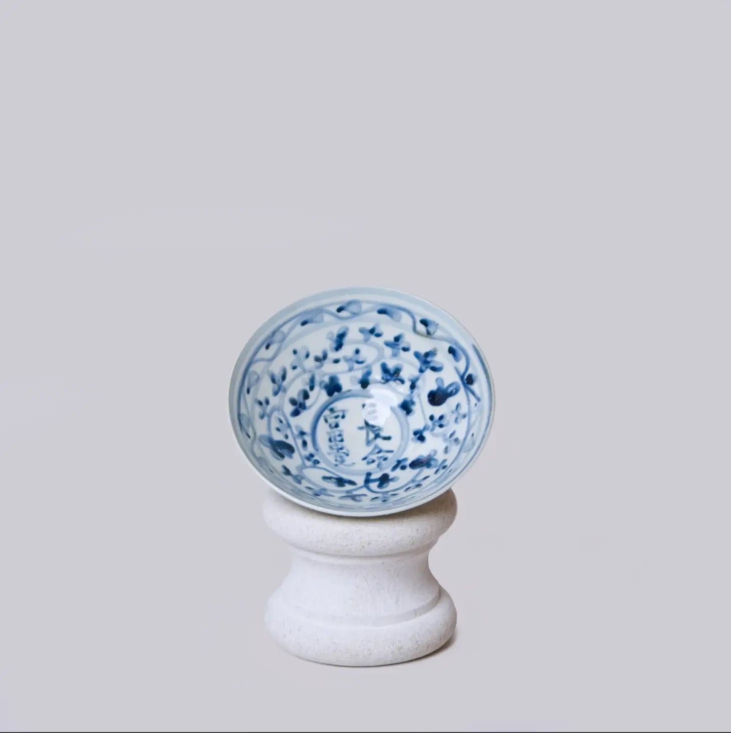 Small Blue and White Porcelain Noble Character Conical Bowl
