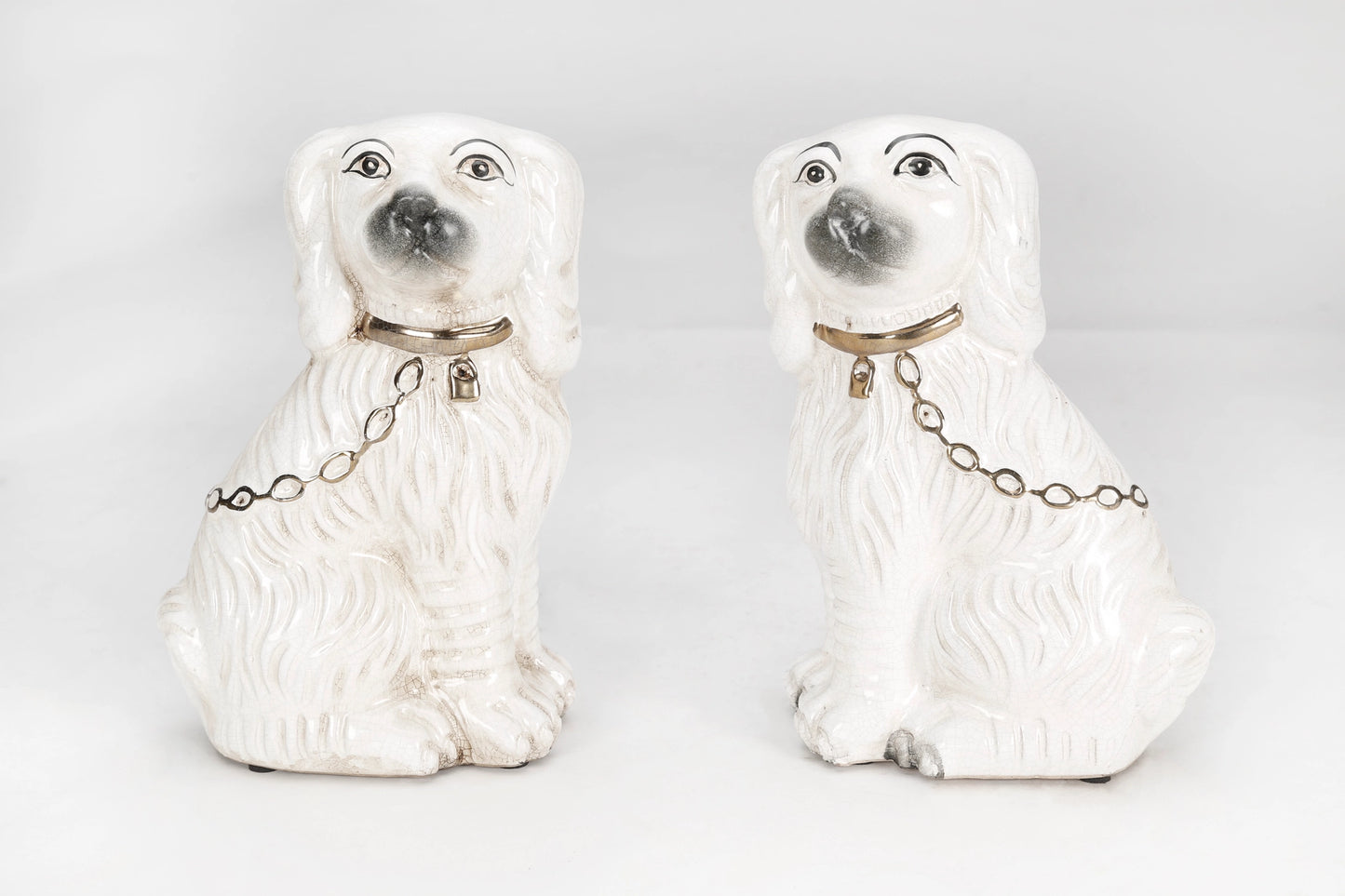 Staffordshire Dog Pair, Antique White Finish