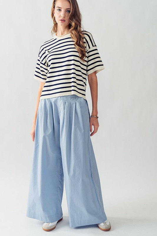 Navy and White Stripe Soft Knit Top
