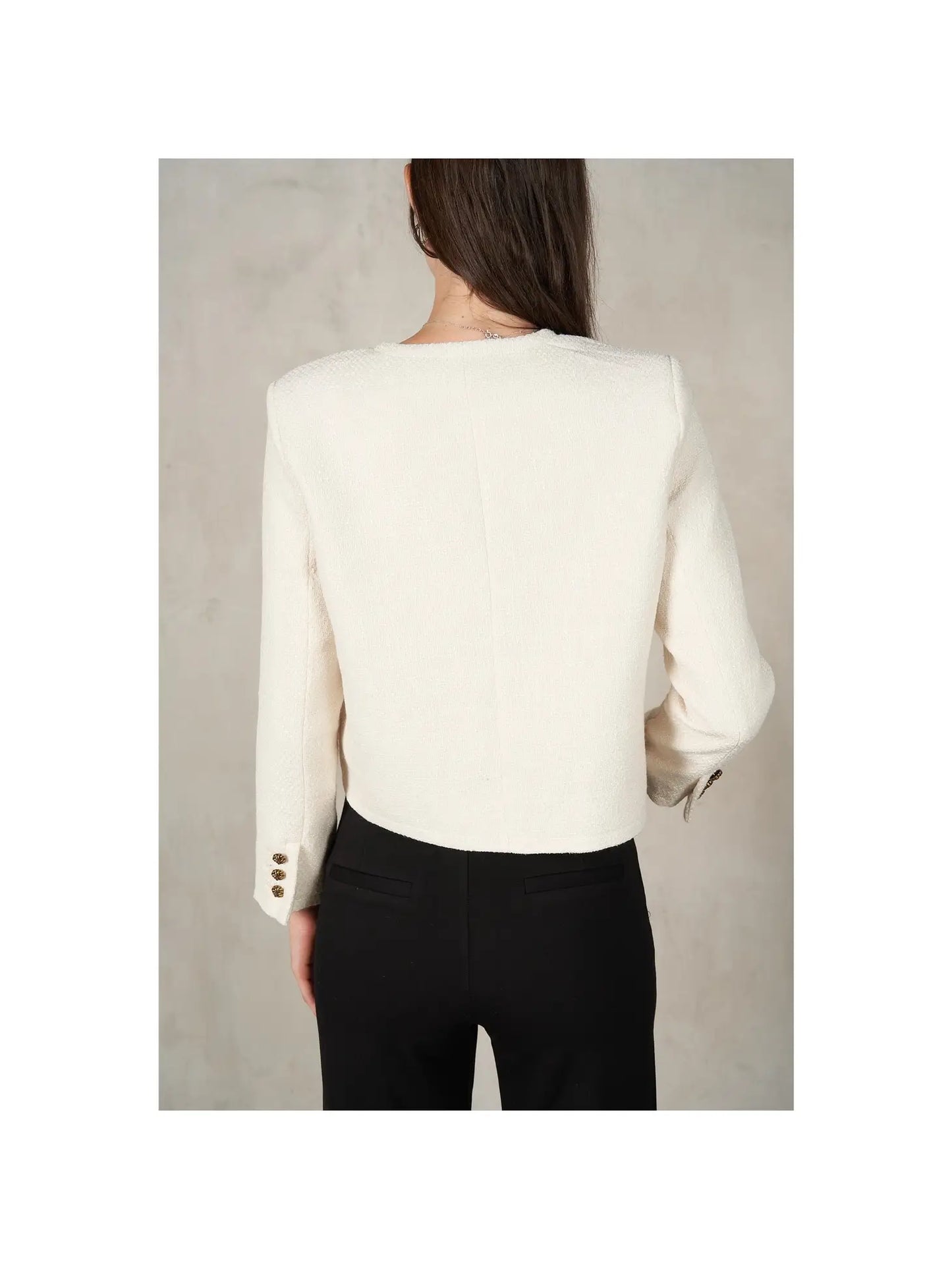 Ivory Tweed Semi Cropped Jacket