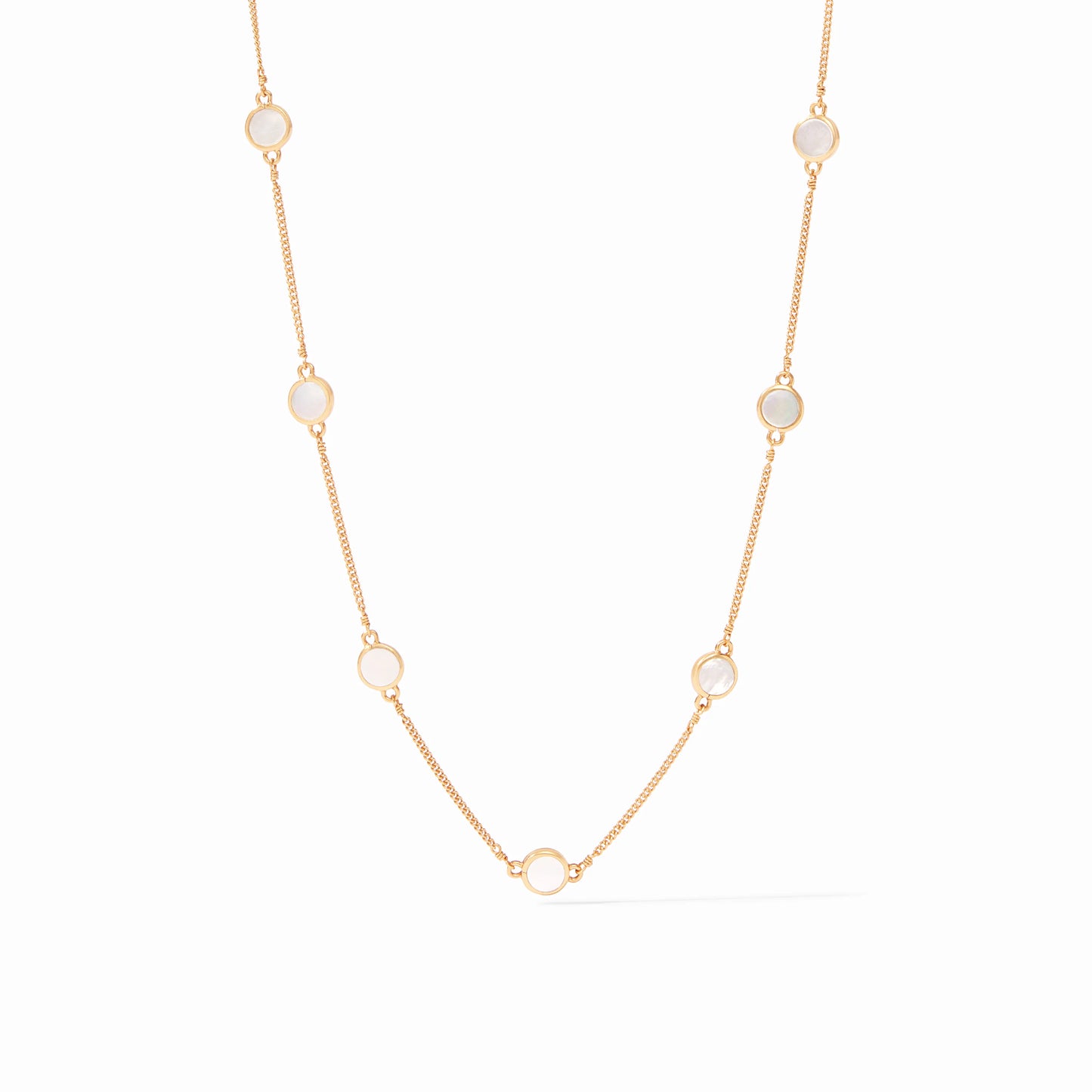 Julie Vos Valencia Delicate Station Necklace Mother of Pearl