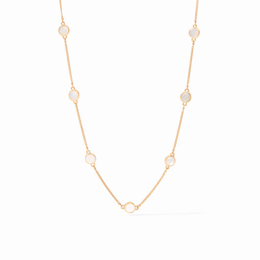 Julie Vos Valencia Delicate Station Necklace Mother of Pearl