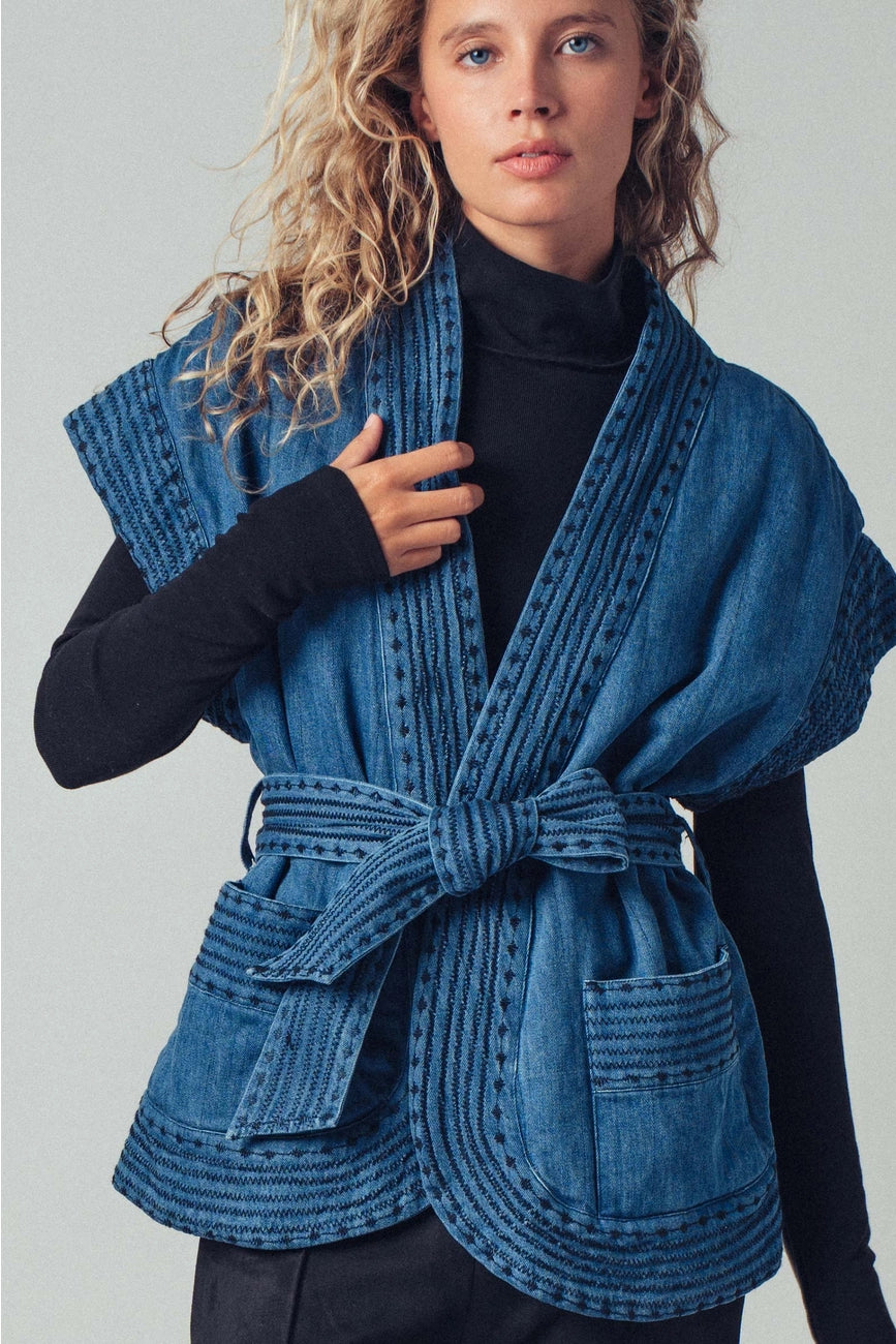 Belted Denim Vest