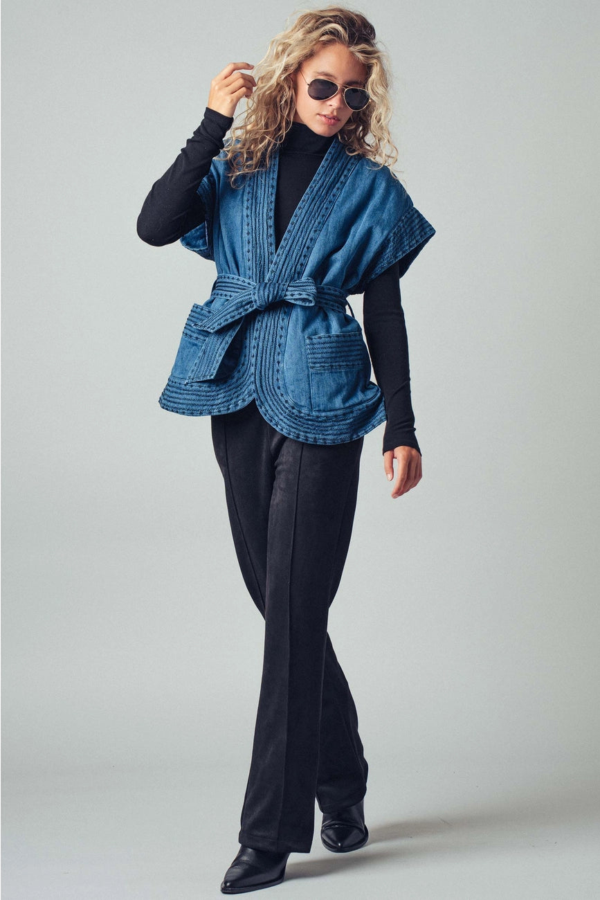 Belted Denim Vest