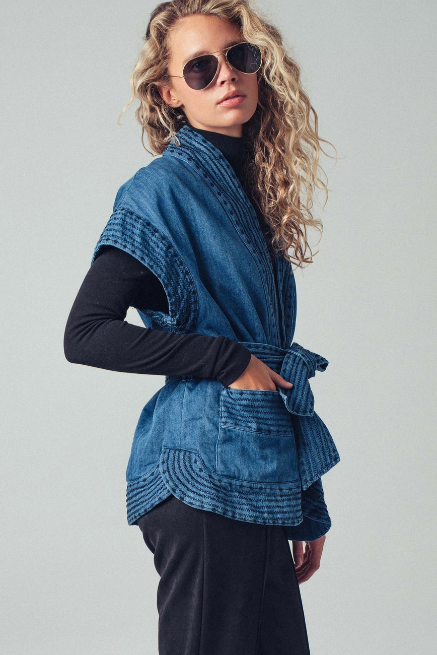 Belted Denim Vest