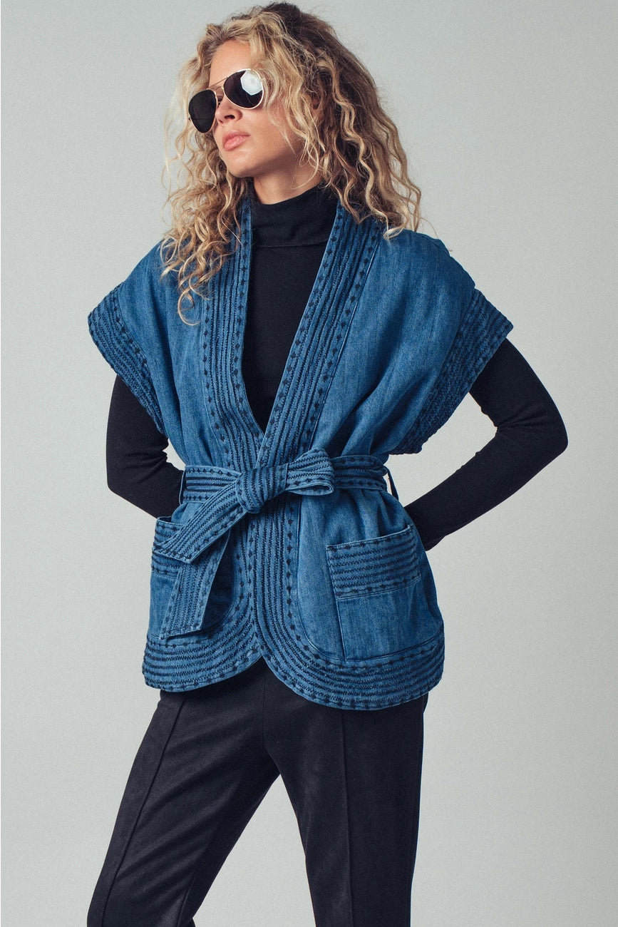 Belted Denim Vest