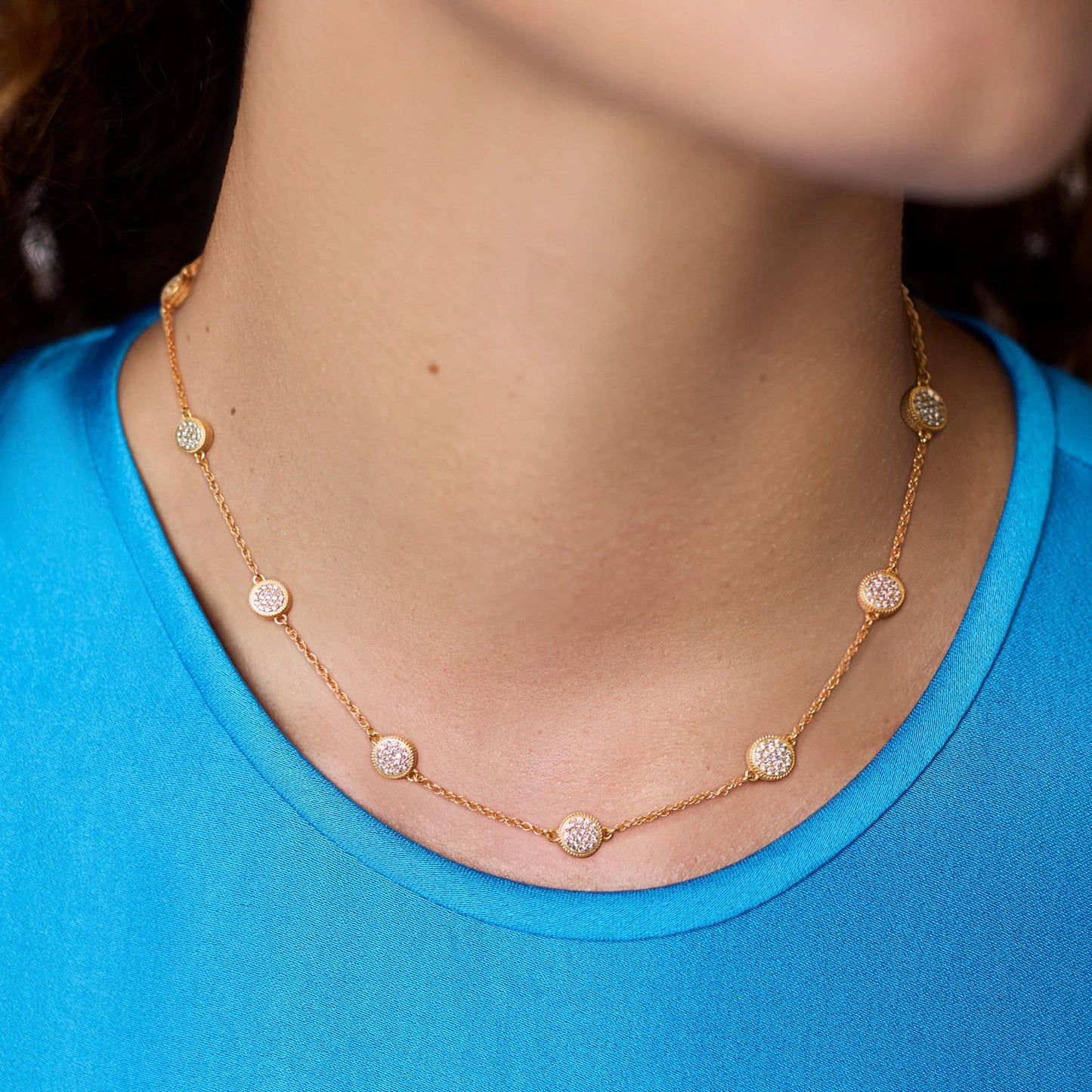 Julie Vos Windsor Delicate Station Necklace- Pave Cubic Zirconia