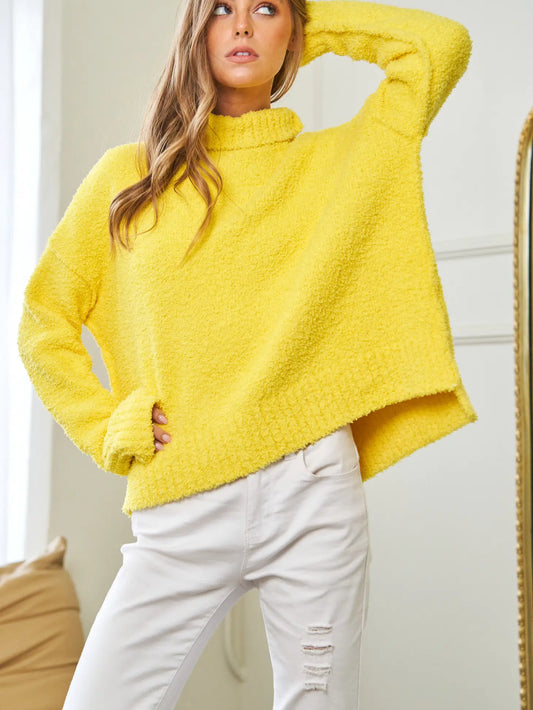 Yellow Cozy Mock Neck Sweater