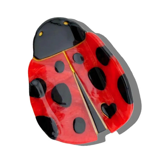 Hand-Painted Ladybug Claw Hair Clip