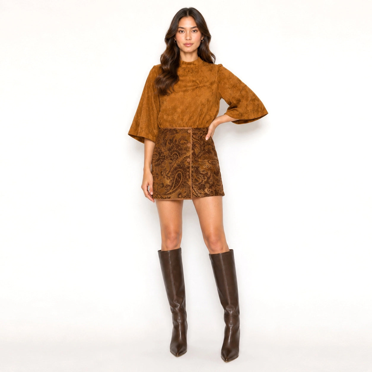 Rust & Romance Camel Suede Top
