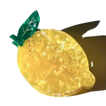 Hand-Painted Lemon Fruit Claw Hair Clip