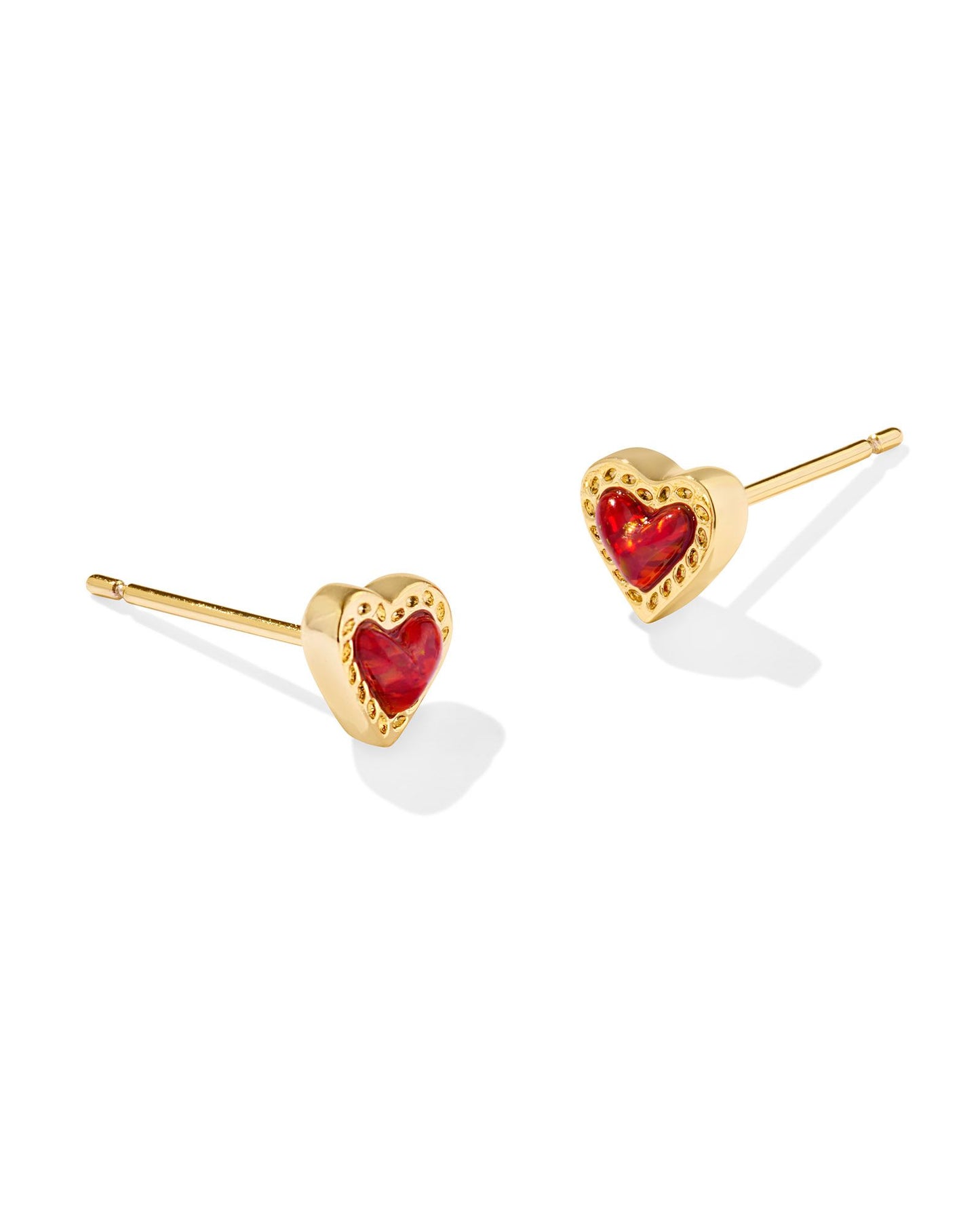 Kendra Scott Mini Ari Heart Stud Earring in Red Kyocera Opal