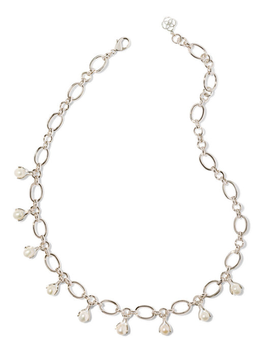 Kendra Scott Ashton Pearl Chain Necklace Silver
