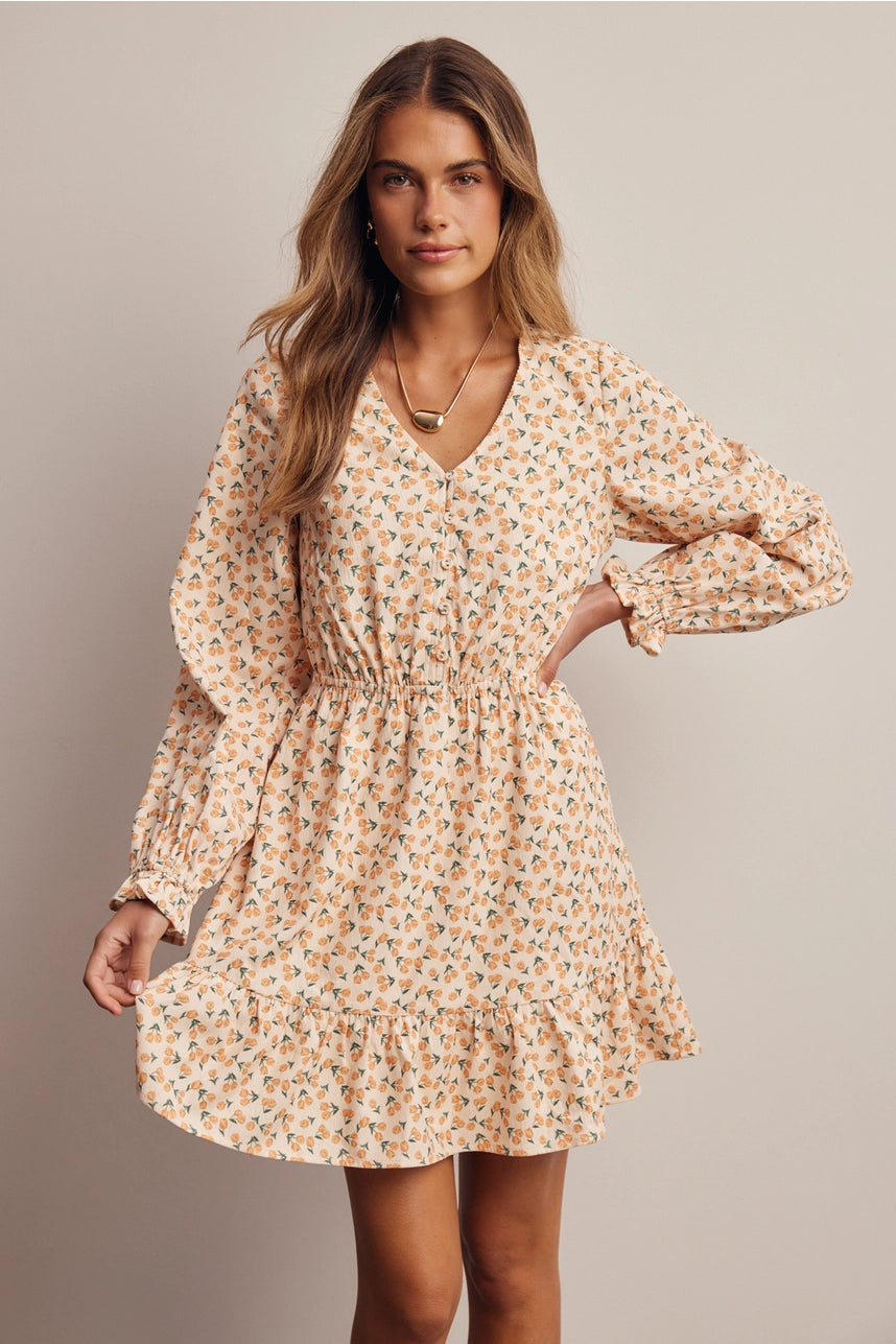 Floral Corduroy Mini Dress