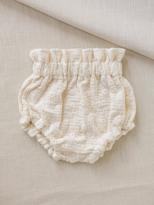 Cream Floral Embroidered Baby Bloomers