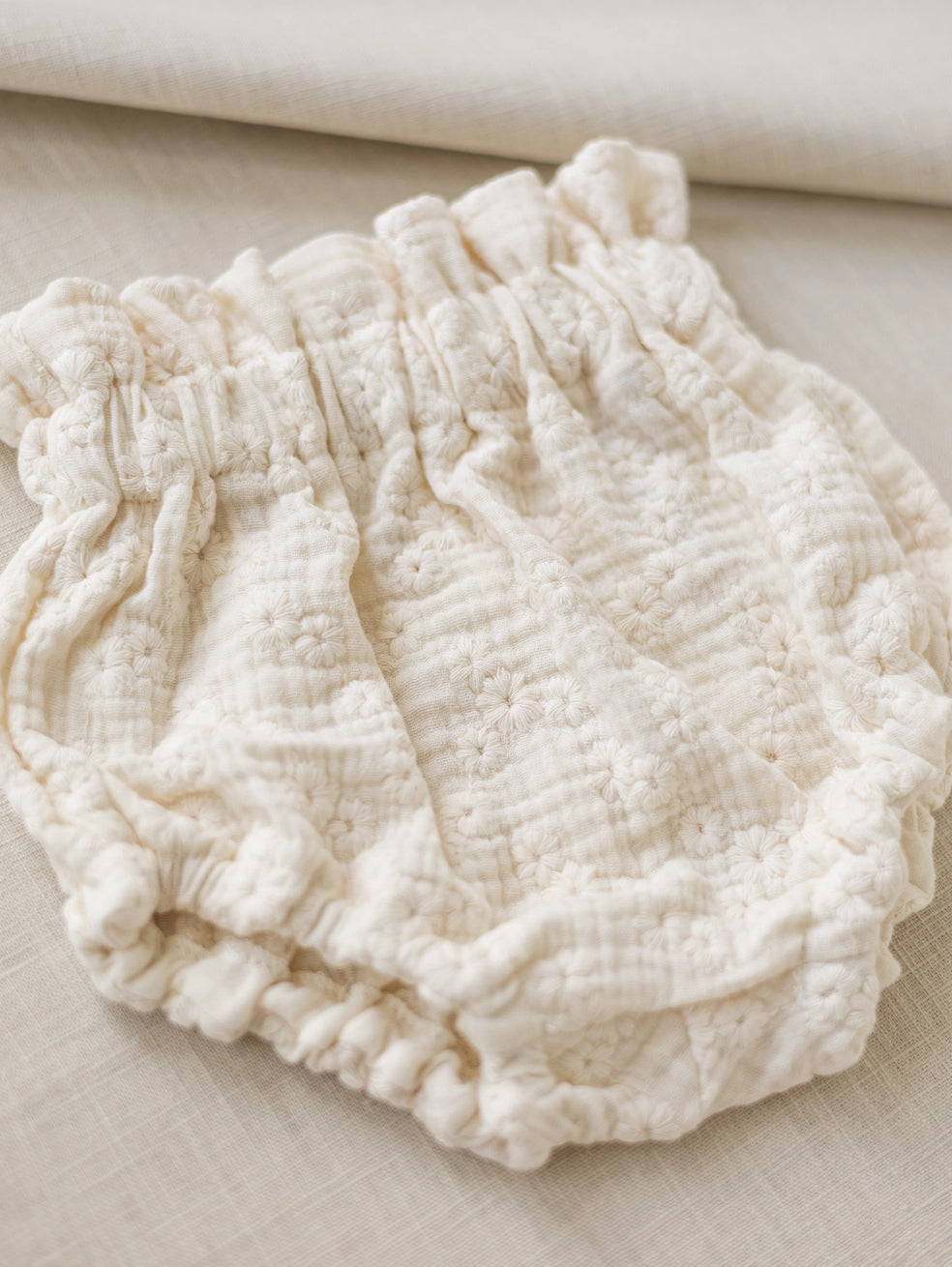 Cream Floral Embroidered Baby Bloomers