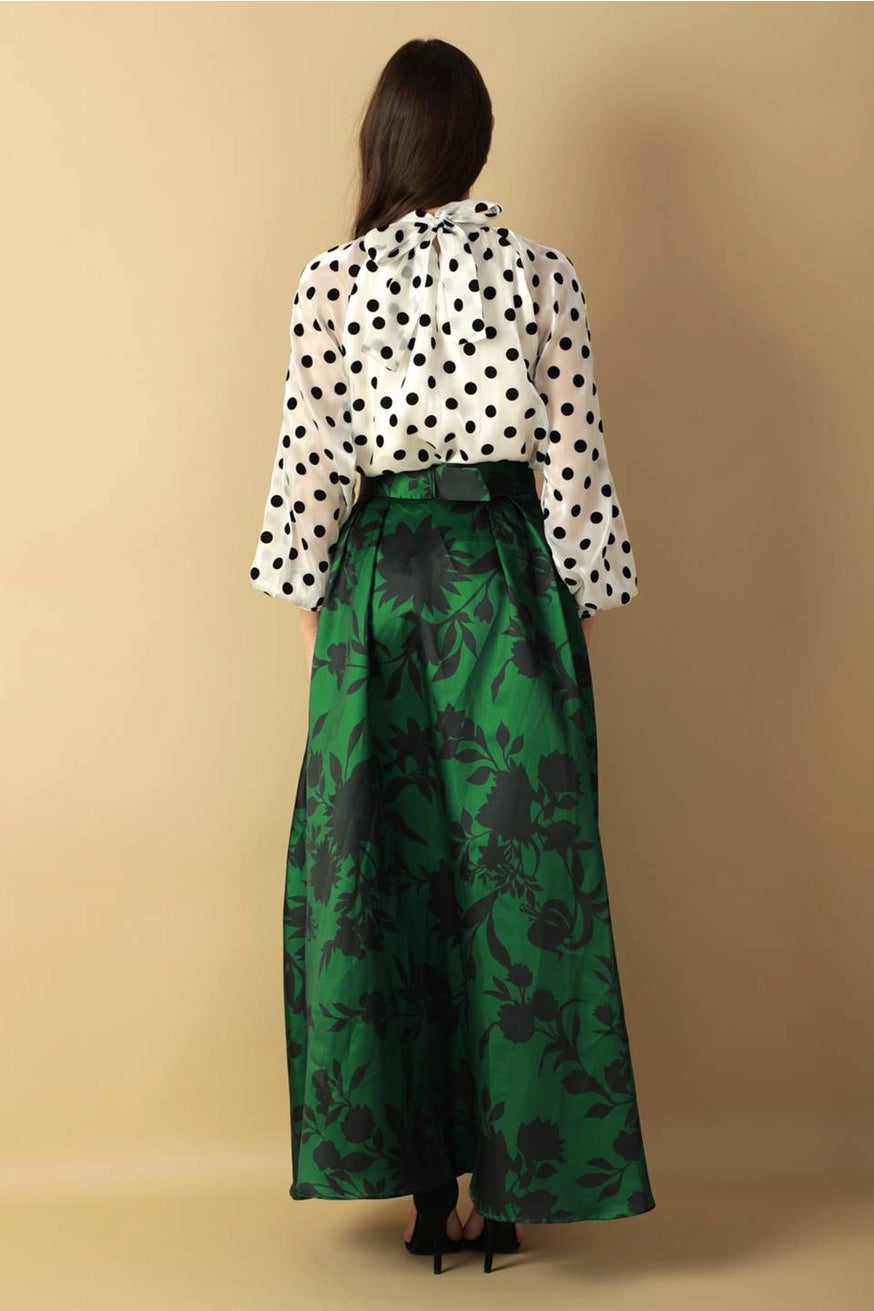 Lush Green  Floral Maxi Skirt