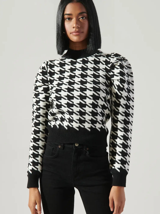 Black and White Houndstooth Sweater