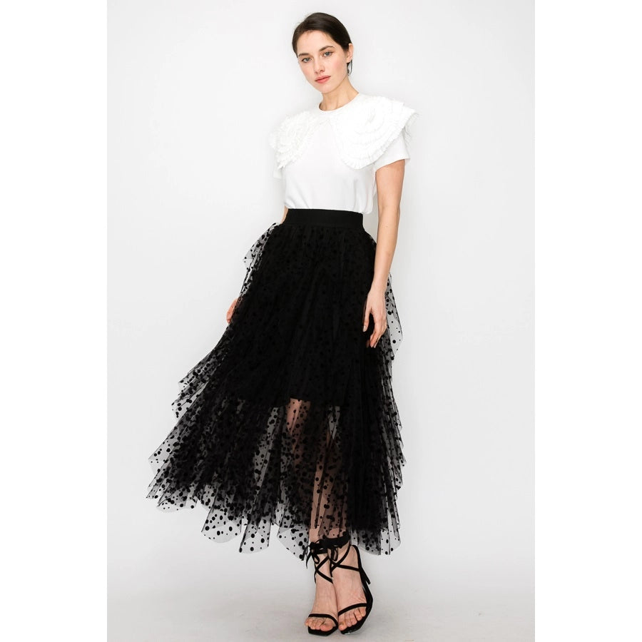 Black Polka Dot Party Tulle Skirt