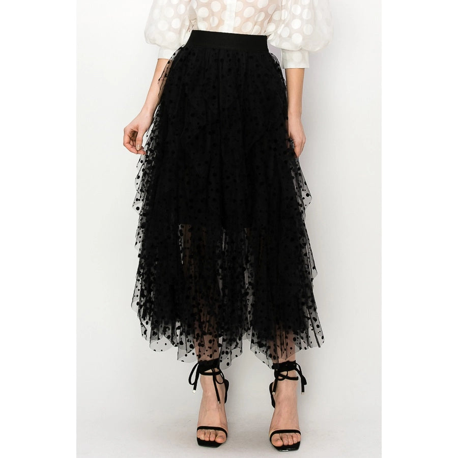 Black Polka Dot Party Tulle Skirt