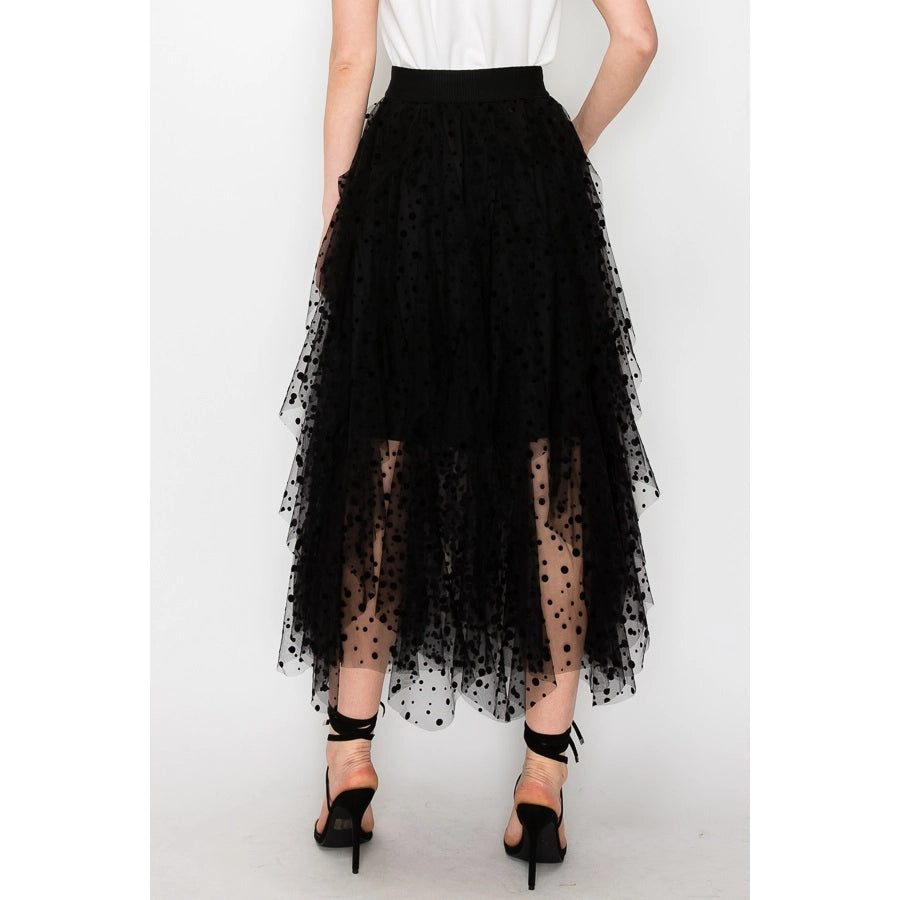 Black Polka Dot Party Tulle Skirt