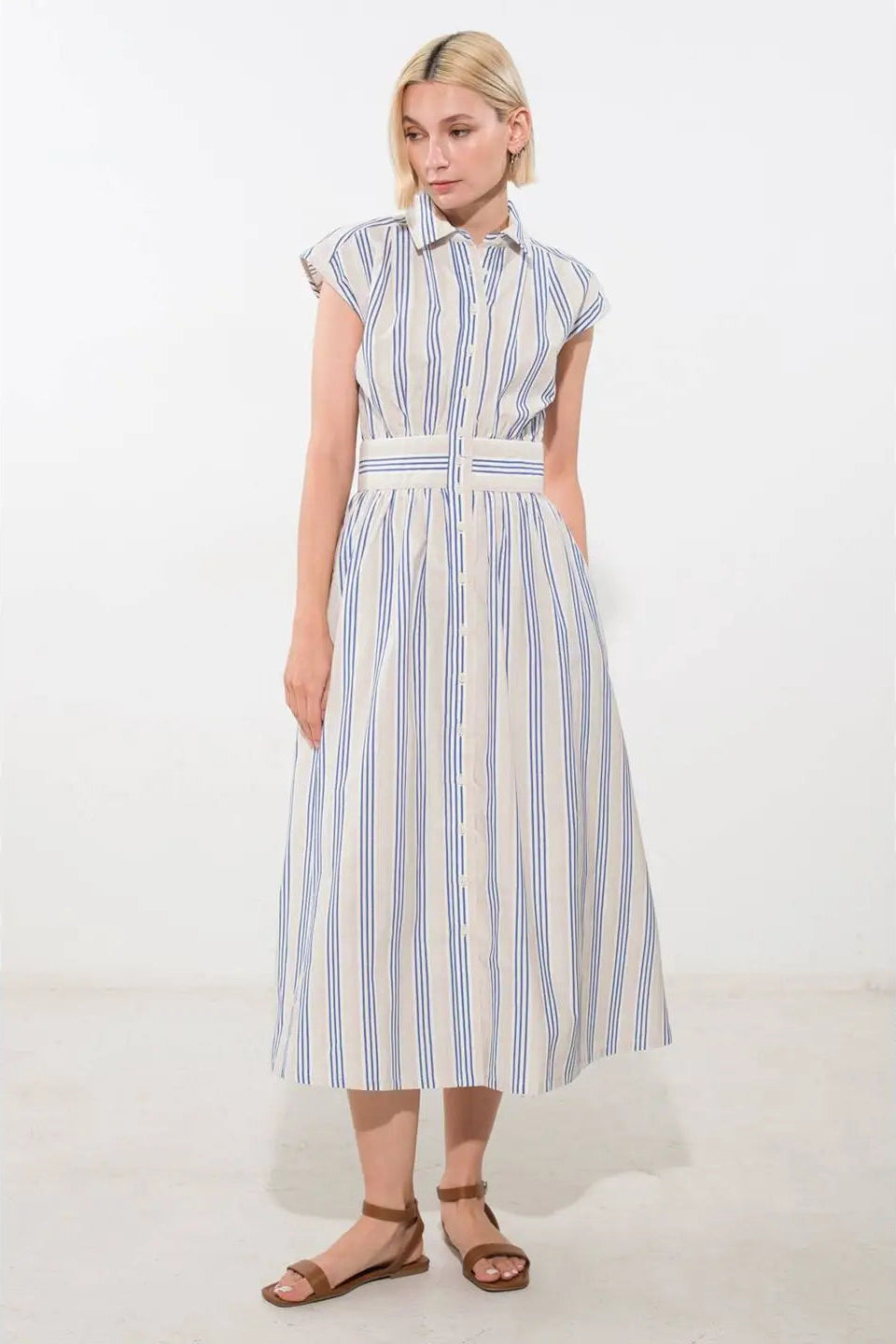 Blue and White Pin Stripe Sailor Dress – Lilla Cavallo