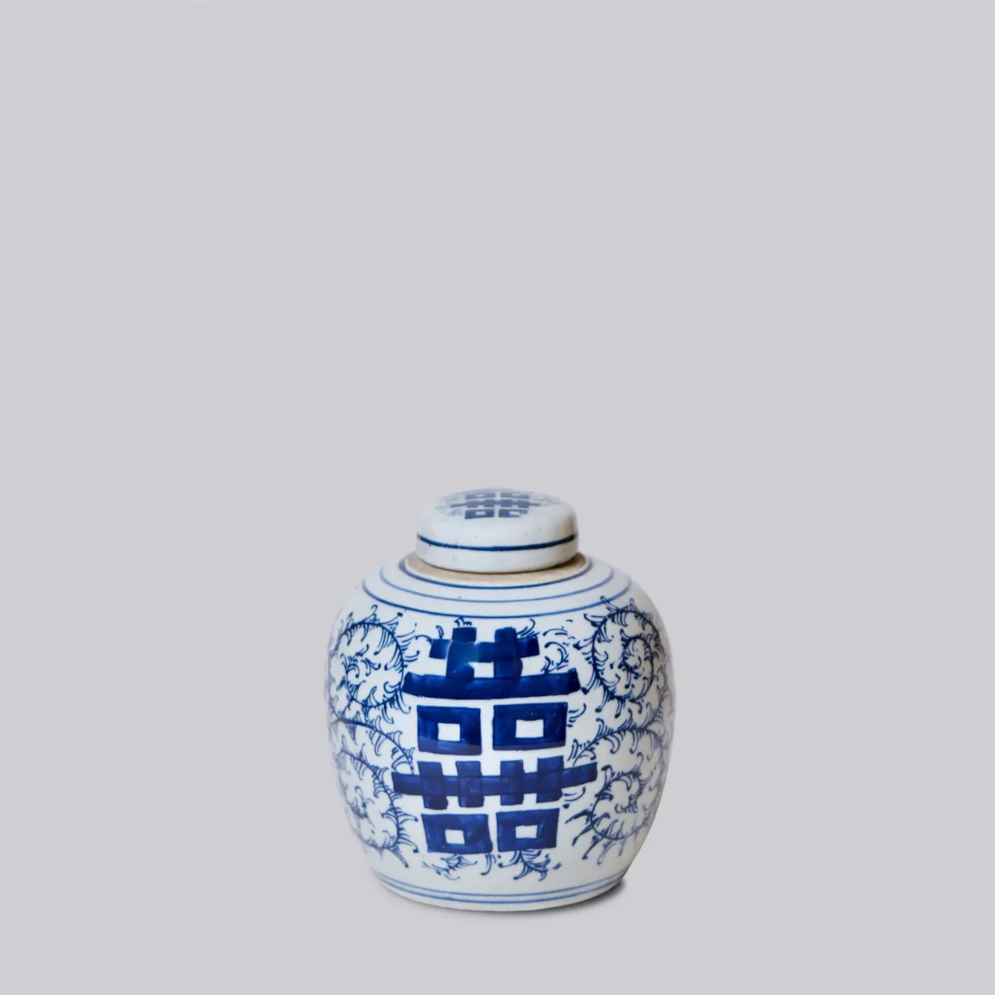 Blue and White Porcelain Double Happiness Round Storage Jar