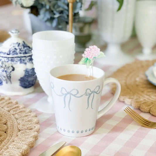 French Blue Bows Watercolor Latte Mug