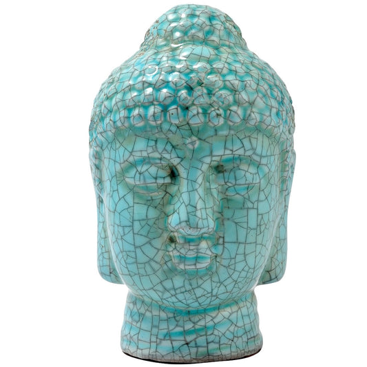 Blue Crackle Buddha Head