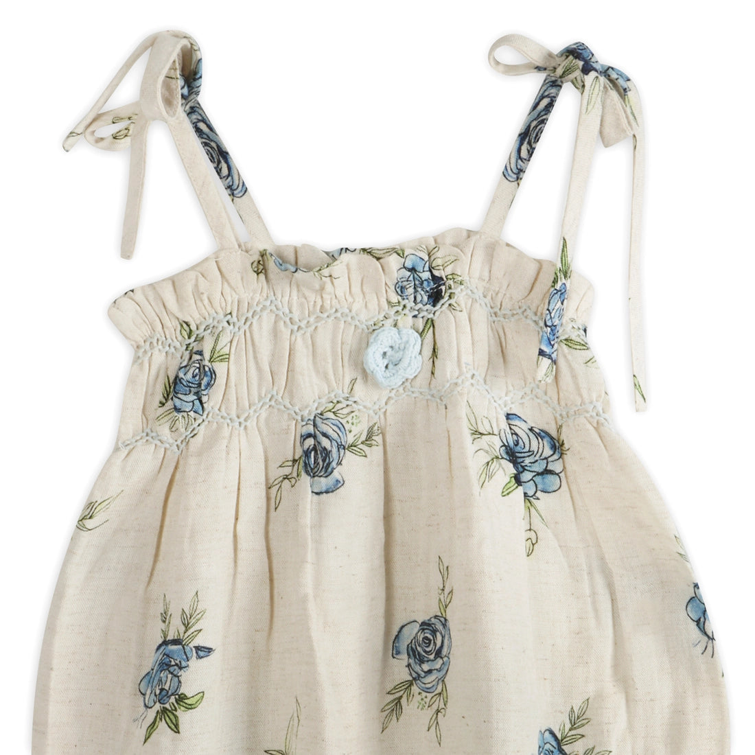 Blue Rose Baby Romper + Headband