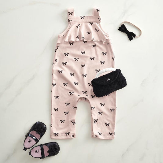 Pink Ruffle Bow Baby Romper