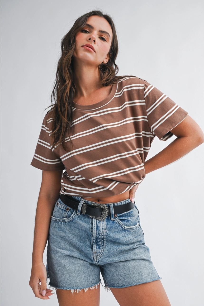 Striped Boxy Short Sleeve Tee