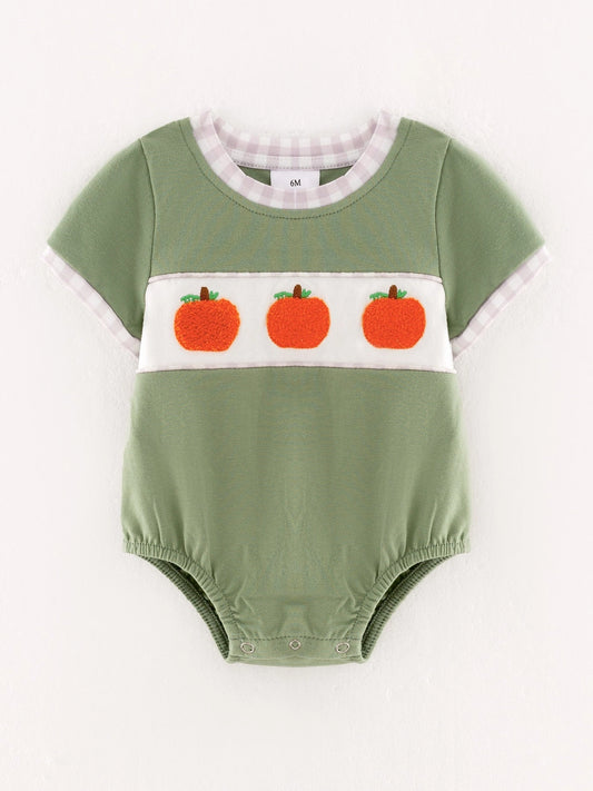 Boys Fall Harvest Pumpkin Patch Chenille Romper